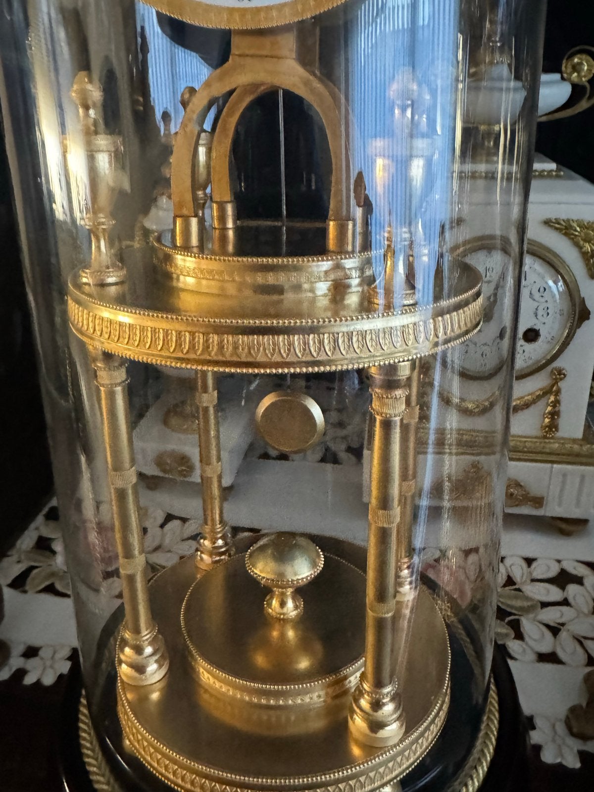 Antieke Franse pendule onder glazen stolp, Ophalen of Verzenden