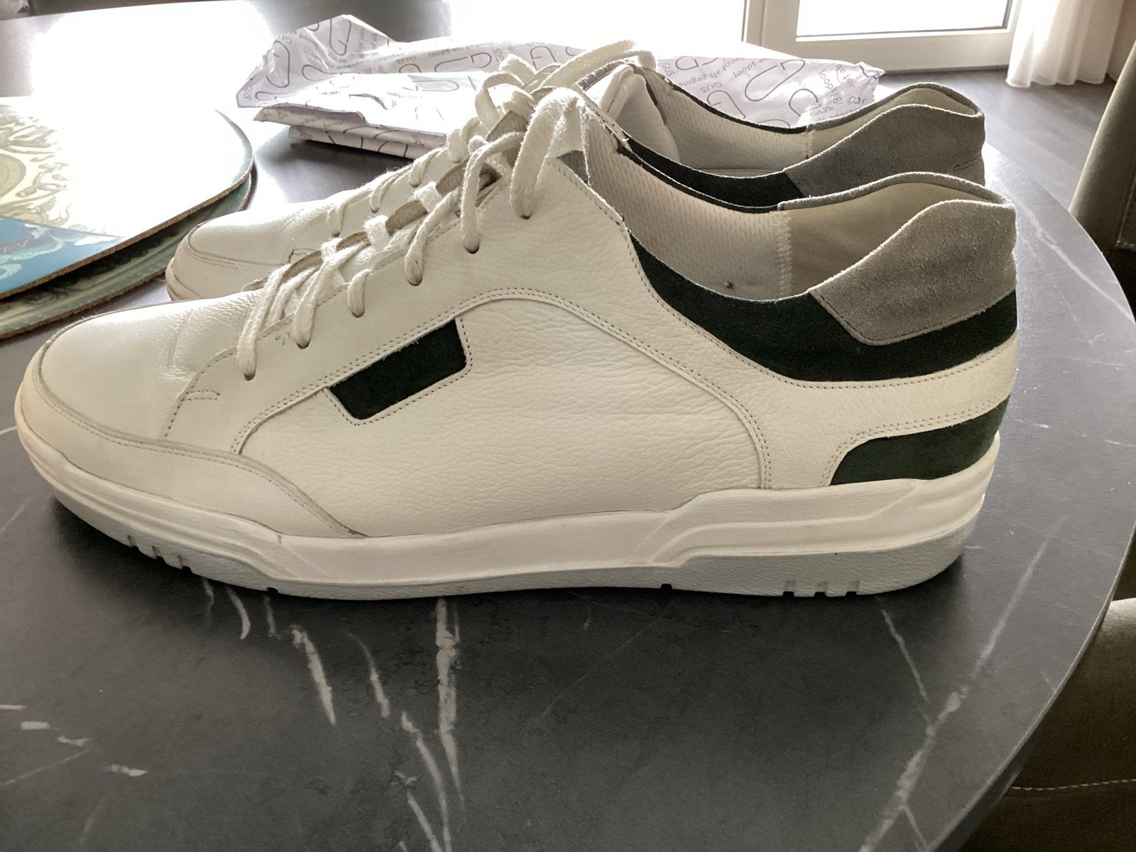 Gijs Heren Sneakers Wit/Donkergroen - Z.G.A.N.!, Wit, Ophalen of Verzenden, Sneakers of Gympen, Zo goed als nieuw