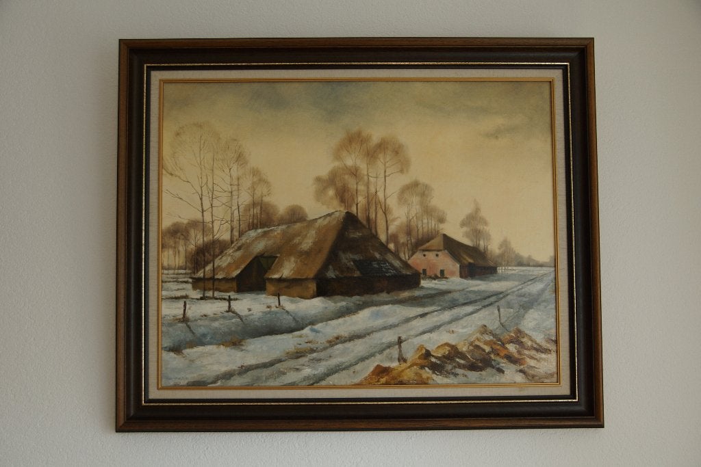 Schilderij winterlandschap Pieter Vriends, Ophalen, Origineel werk, Impressionistisch, Landschap