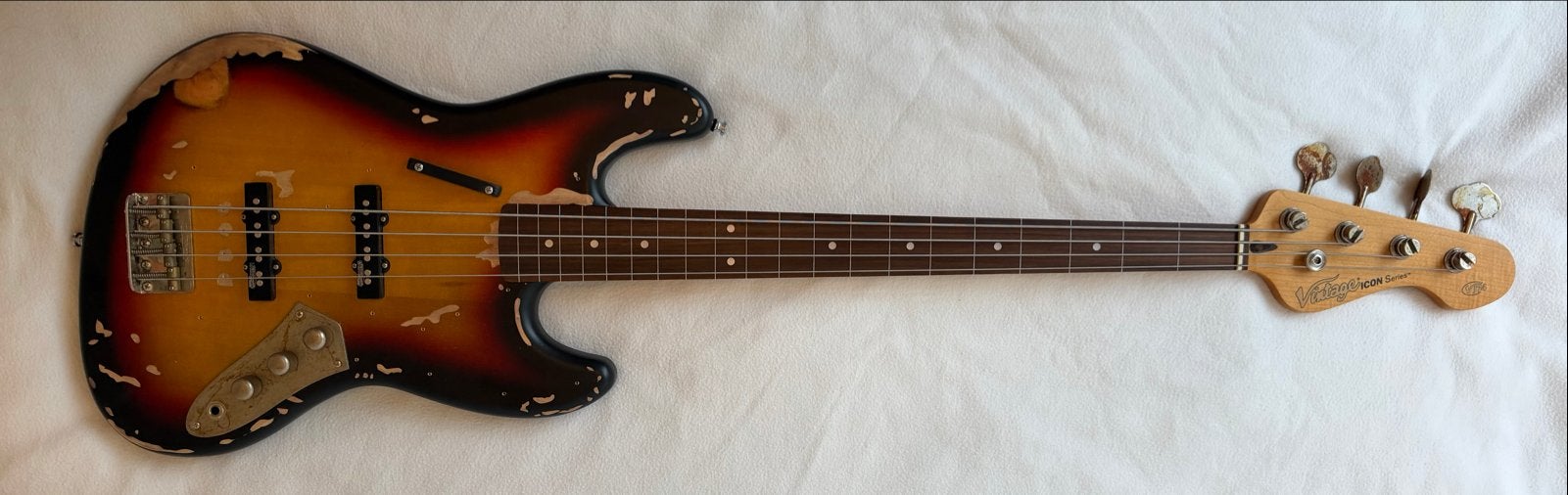 Vintage V74 Icon Series Jaco Pastorius Jazz Bass - fretless, Ophalen of Verzenden, Gebruikt, Elektrisch, 6-snarig