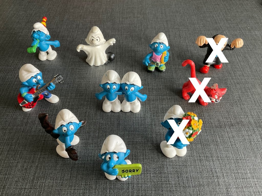 Smurfen C Smurfen  + Garcamel + Azraël, Ophalen, Zo goed als nieuw, Verschillende Smurfen, Poppetje, Figuurtje of Knuffel