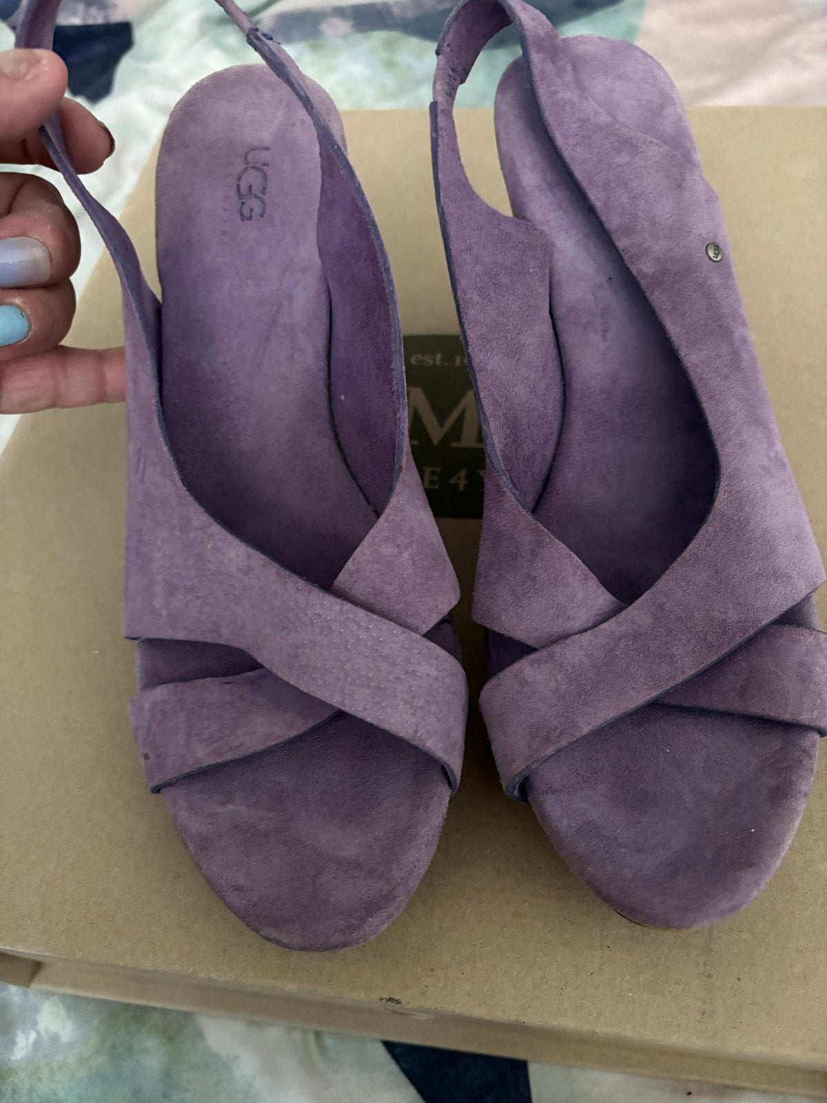 UGG leren paarse sandalen met sleehak - Maat 40, Overige kleuren, Nieuw, Sandalen of Muiltjes, Ophalen of Verzenden