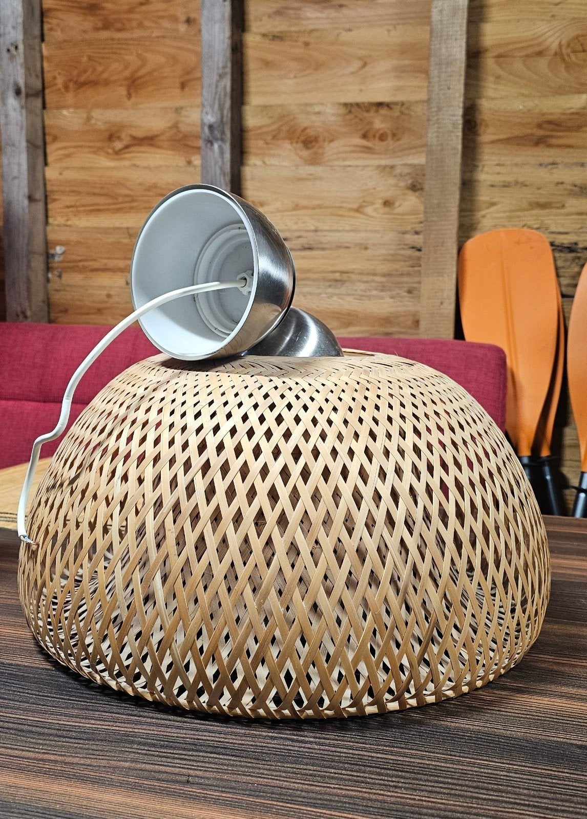 IKEA Böja Hanglamp - Bamboe en Metaal, Ophalen, Gebruikt, Bohemian, Scandinavisch, Natuurlijk, E27 (groot)