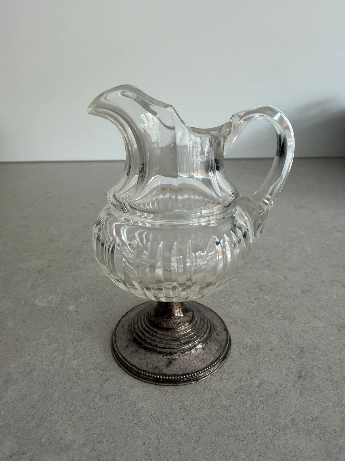Roomkannetje kristal met zilveren voet, Ophalen of Verzenden