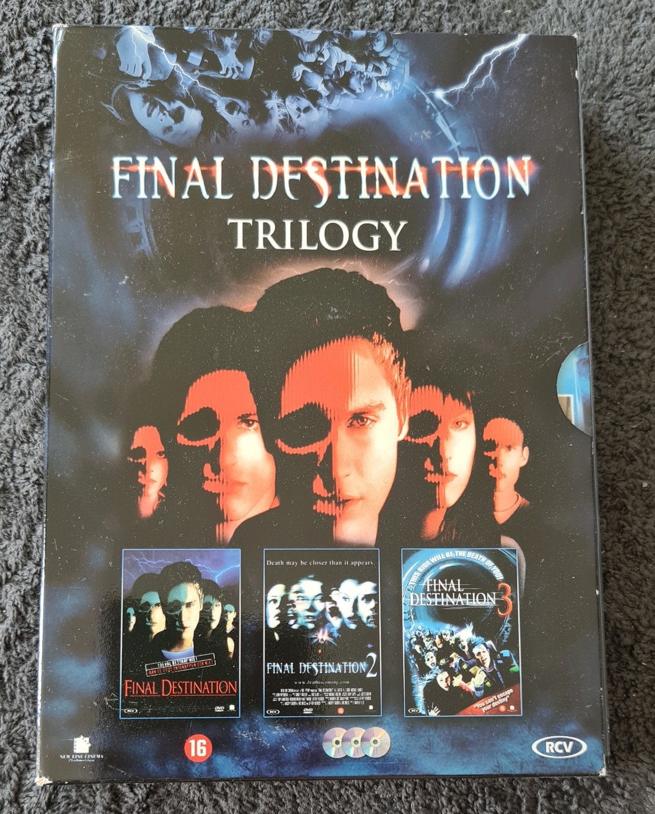 Final Destination triology DVD film 1 2 3, Psychologisch, Vanaf 16 jaar, Inclusief doosje, Nederlands