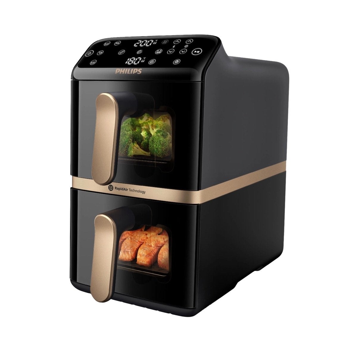 Philips Airfryer Dual Stacked 4000 Serie NA462/70, Ophalen, Zo goed als nieuw, Airfryer, 1500 gram of meer