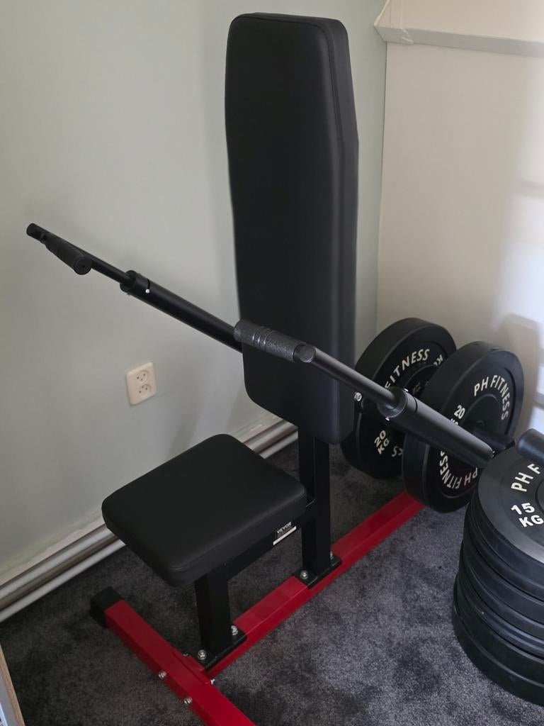 Zittende Chest Press & Triceps Bank met 2x20kg Schijven, Ophalen, Krachtstation, Zo goed als nieuw, Metaal