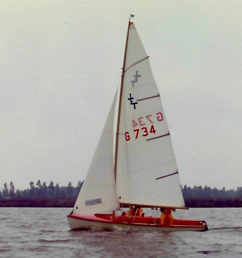 Lanaverre JET zeilboot, Watersport en Boten, Open zeilboten, Gebruikt, Overige merken, Overige typen, Polyester, Dekzeil, Fok