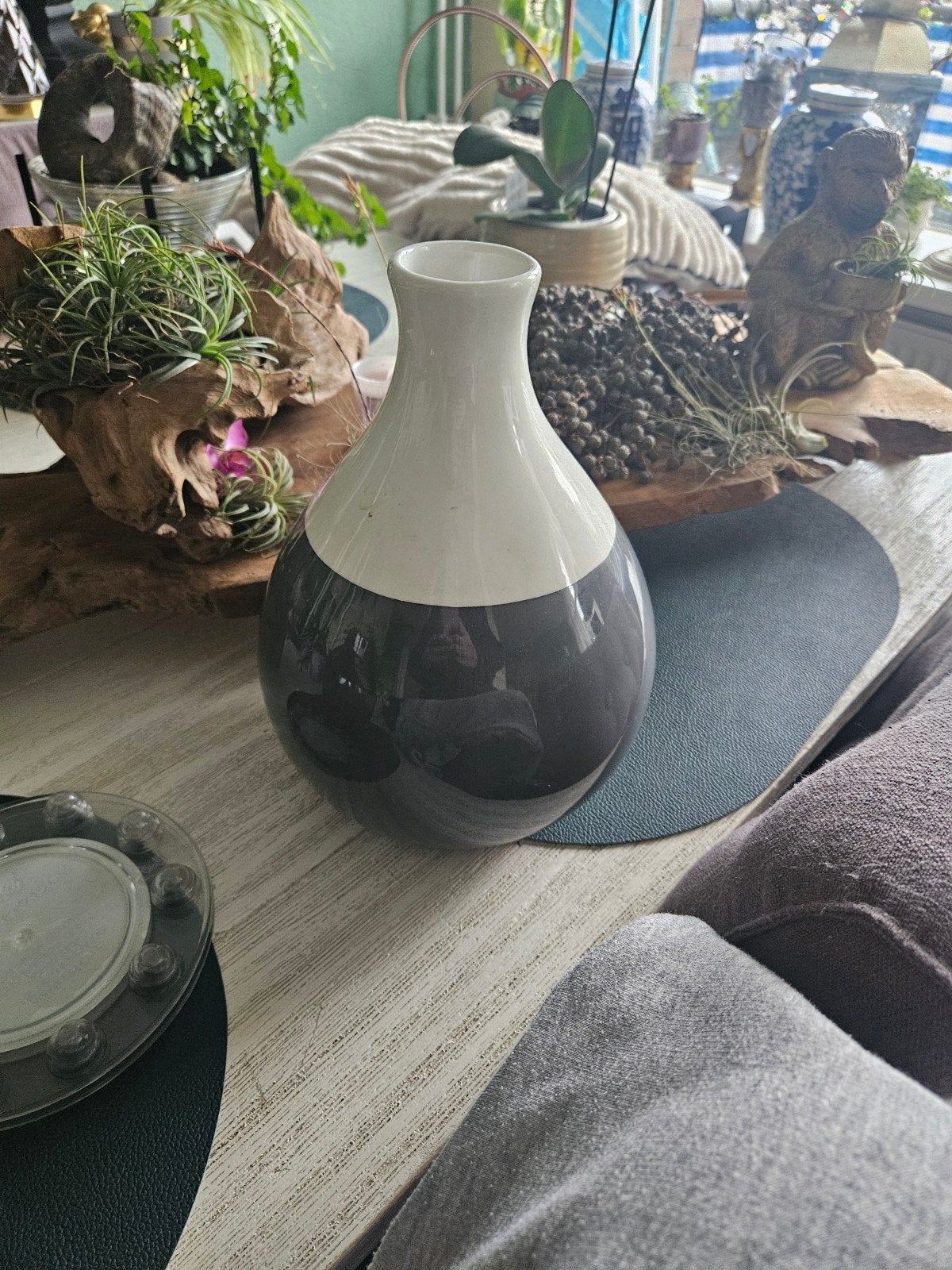 Esprit Home Vaas - Wit en Grijs Keramiek, Wit, Ophalen of Verzenden, Zo goed als nieuw, Geschikt voor droogbloemen