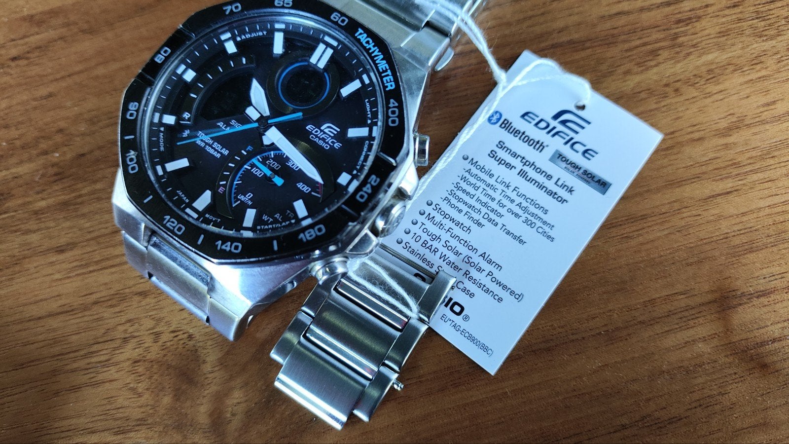 Casio Edifice ECB-950DB-1AEF Herenhorloge - gebruikt, Staal, Polshorloge, Ophalen of Verzenden, Zo goed als nieuw