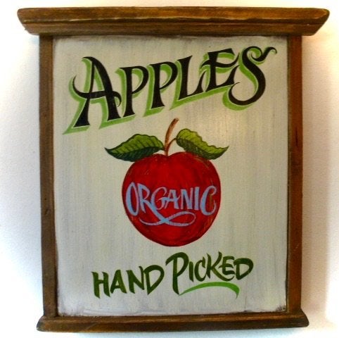 Uniek handgeschilderd reclame bord / appel / appels, Reclamebord, Nieuw, Ophalen of Verzenden, B6