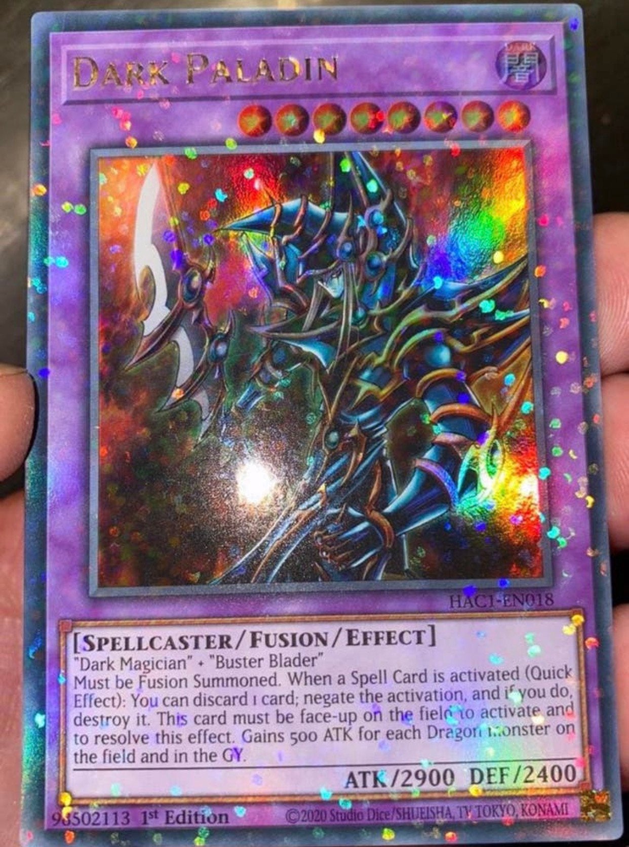 Yu-Gi-Oh! Dark Paladin HAC1 1st Edition Mint !, Hobby en Vrije tijd, Verzamelkaartspellen | Yu-gi-Oh!, Ophalen of Verzenden, Zo goed als nieuw
