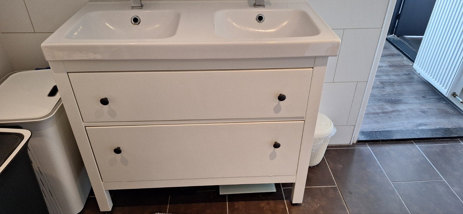 Hemnes wastafel meubel,spiegelkast en stelling., Ophalen, Gebruikt, 50 tot 100 cm, Minder dan 100 cm
