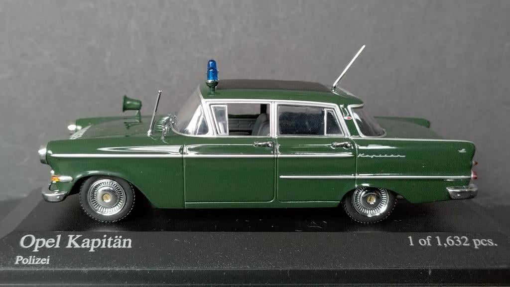 Opel Kapitan Polizei 1:43 Minichamps Pol, Hobby en Vrije tijd, Modelauto's | 1:43, Auto, Aachen Germany s, Ophalen of Verzenden