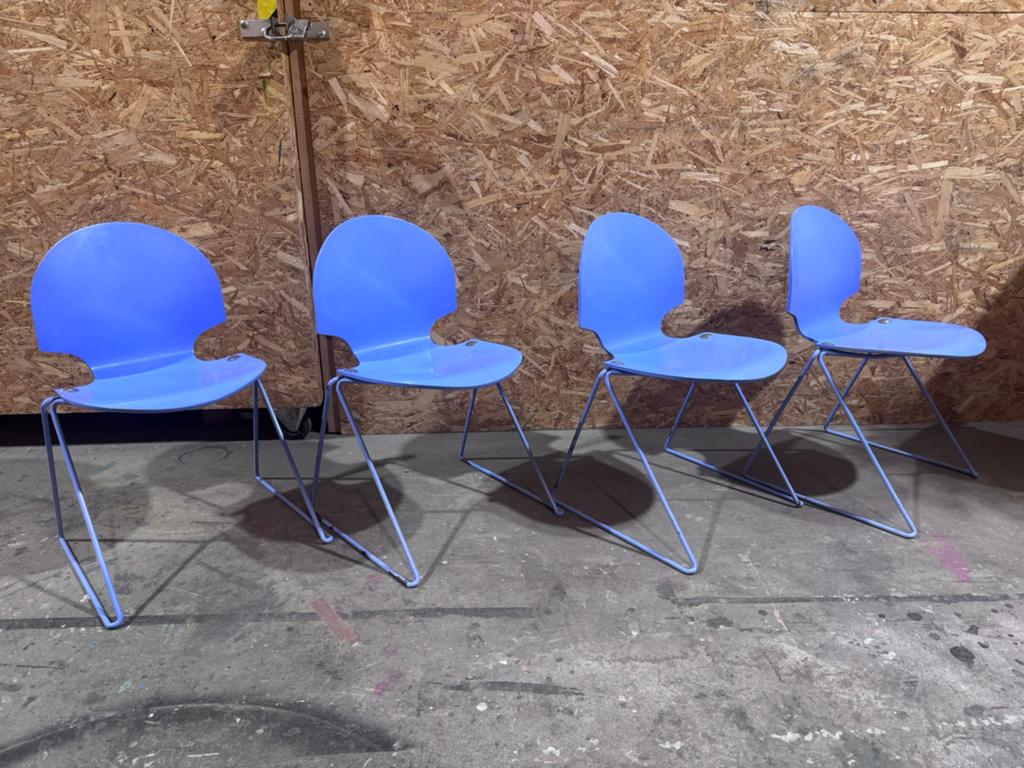 Fritz Hansen stoelen 4x, Ophalen, Gebruikt, Blauw, Vier