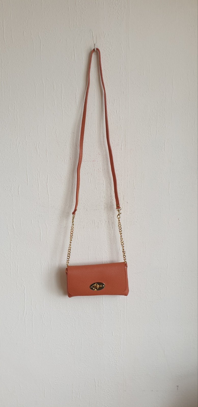 Tasje Genuine Leather - Made in Italy. Kleur Terra, Verzenden, Nieuw, Overige kleuren, Schoudertasje