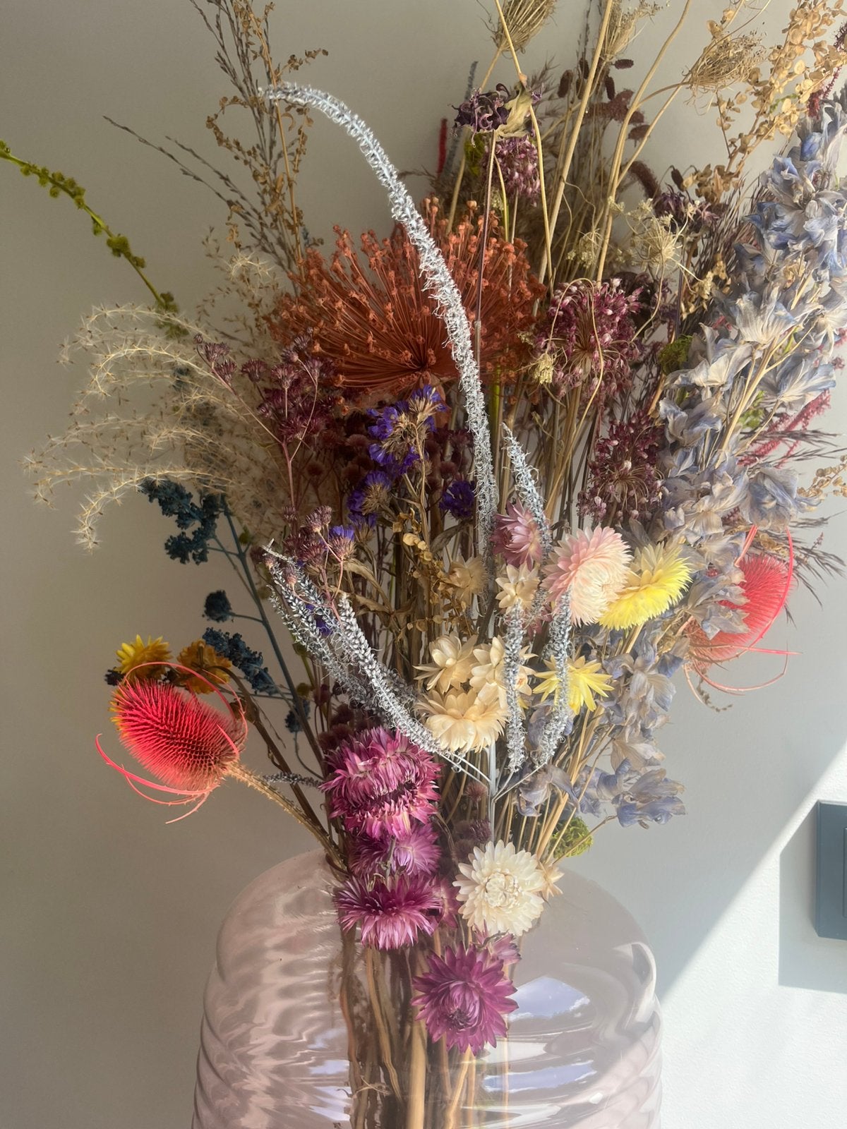 Droogbloemen boeket 110cm hoog, Ophalen, Zo goed als nieuw