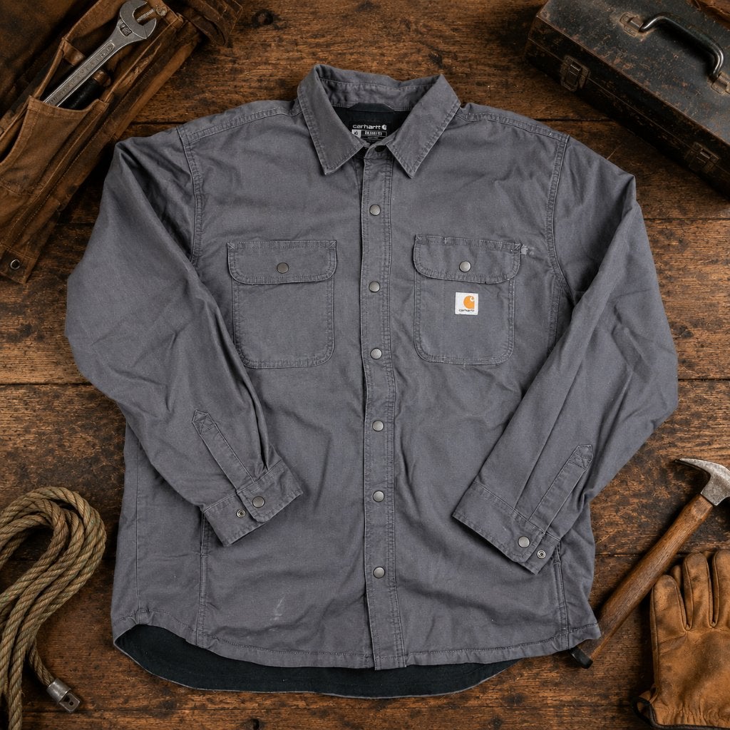 Carhartt shacket grijs maat XL – heren workwear overshirt, Carhartt, Maat 56/58 (XL), Ophalen of Verzenden, Zo goed als nieuw