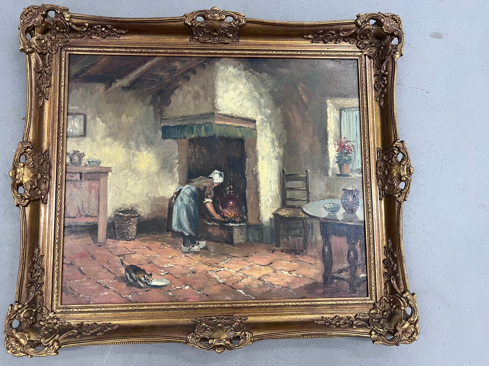 Olieverf schilderij met lijst 60x80, Antiek en Kunst, Ophalen