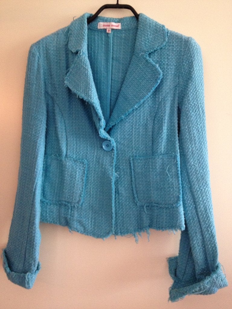 Wonder Woman blauw jasje, blazer, nieuwstaat, mt 38, zomer, Maat 38/40 (M), Wonder Woman, Blauw, Ophalen of Verzenden