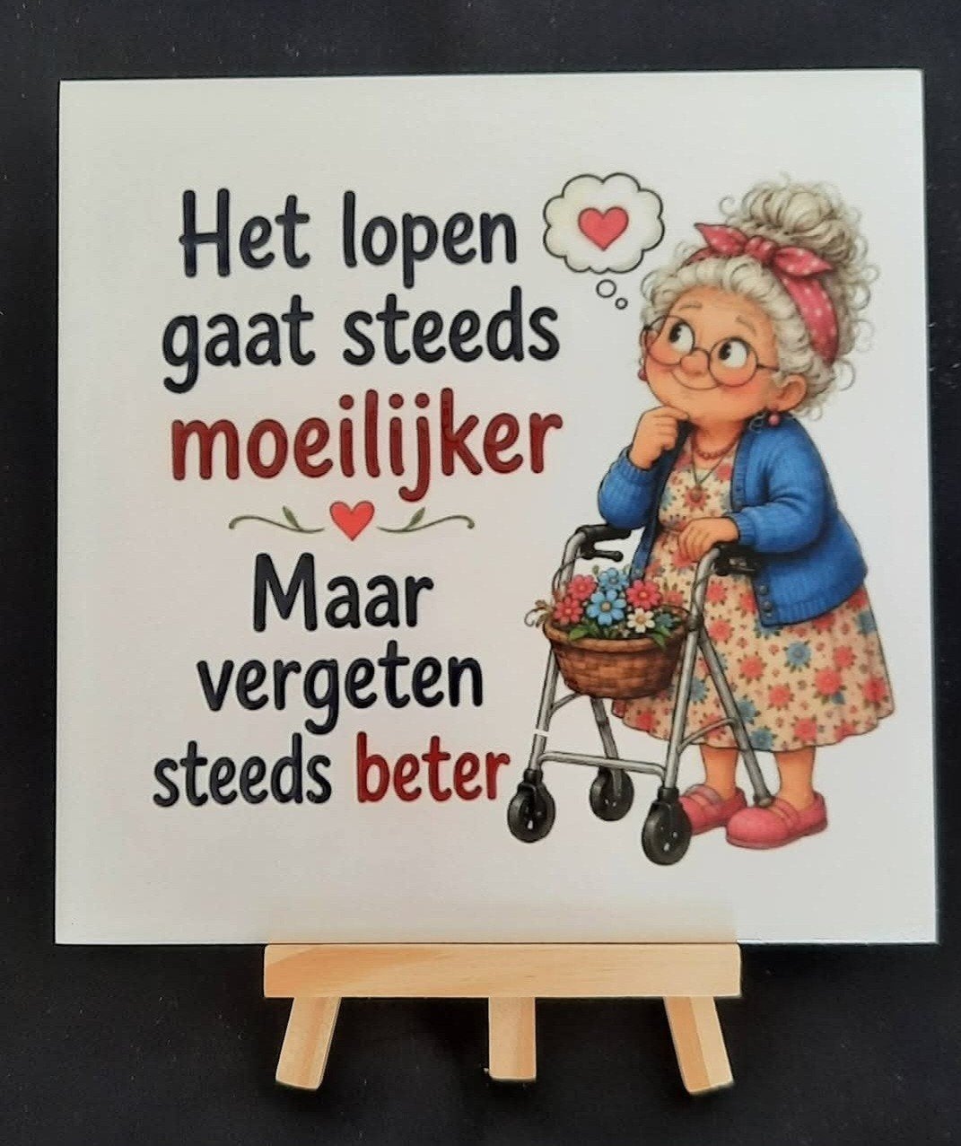 tegeltje met humor, Nieuw, Ophalen of Verzenden, Handgemaakt, 10 cm