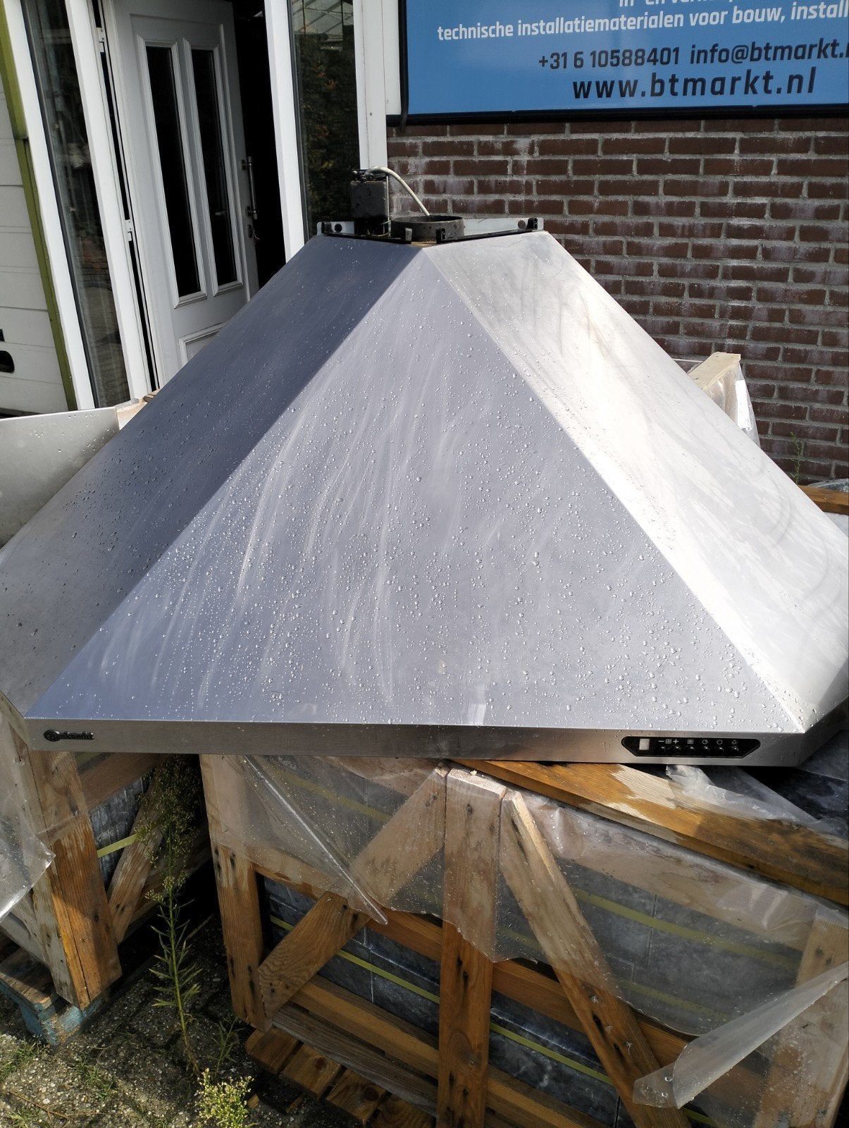 Bauknecht hoekschouwkap RVS - Gebruikt, Ophalen, Gebruikt, Wandschouwkap, Motor
