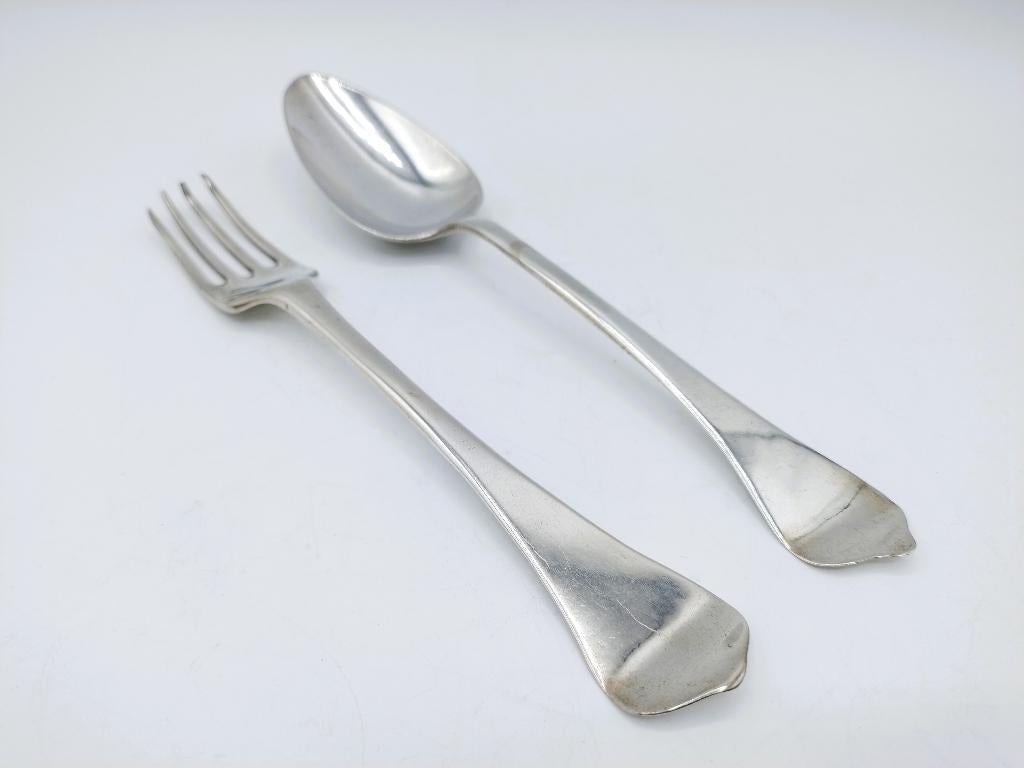 Zilveren couvert, H.J. Spanjer, Groningen, 1730, Antiek en Kunst, Verzenden, Zilver