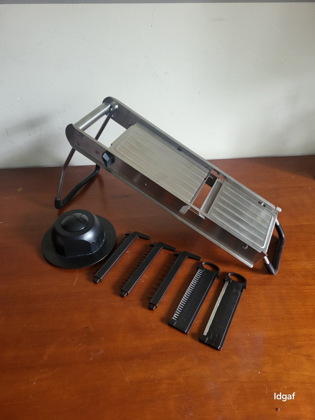 Mandoline Snijmachine met Verwisselbare Bladen, Gebruikt, Zilver, Ophalen of Verzenden, Metaal