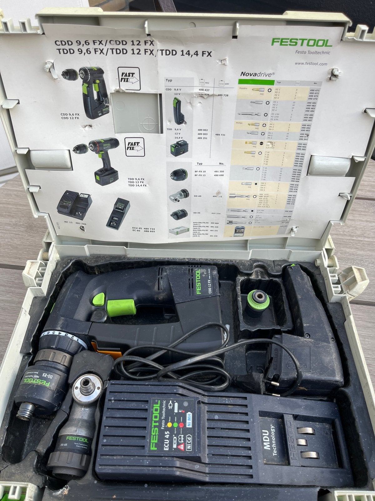Festool CDD 12 FX Boor- en Schroefmachine met accessoires, Gebruikt, Variabele snelheid, Ophalen of Verzenden, Boor- en Schroefmachine