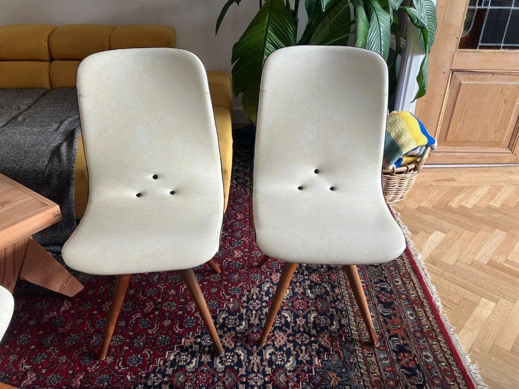 4x vintage eettafelstoel, Huis en Inrichting, Stoelen, Ophalen, Gebruikt, Wit, Vintage