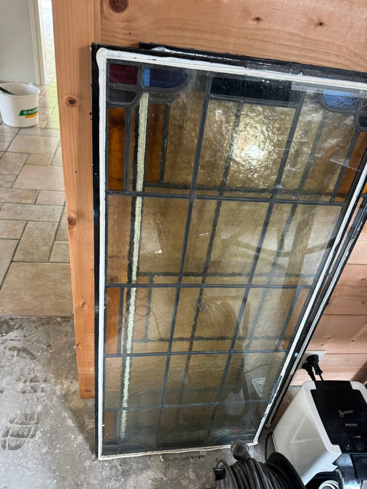 Dubbel glas met glas en lood 2 stuks, Gevelraam of Ruit, Minder dan 80 cm, Glas in lood, Ophalen of Verzenden