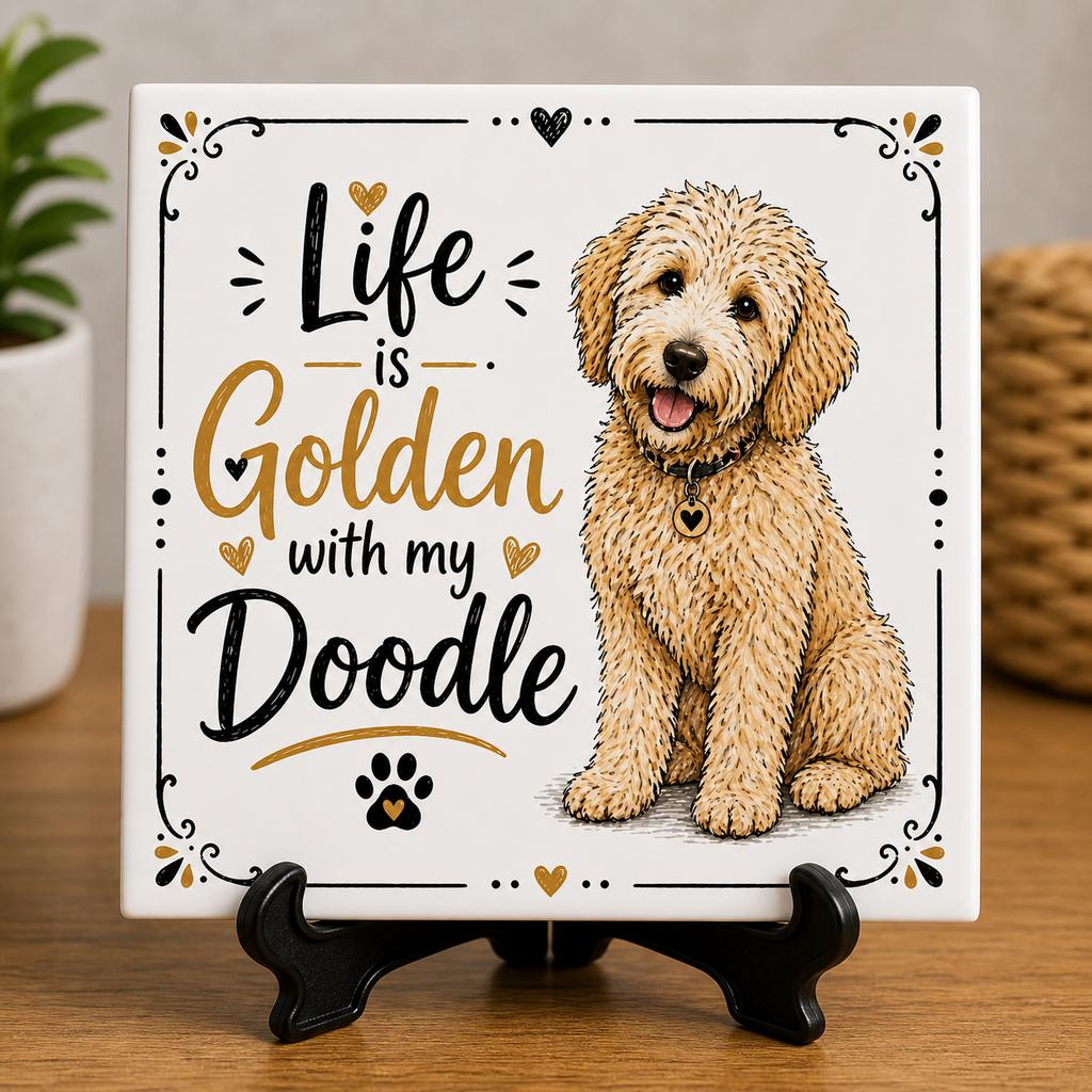 Life is Golden with my Doodle - Goldendoodle tegel, Verzenden, Nieuw
