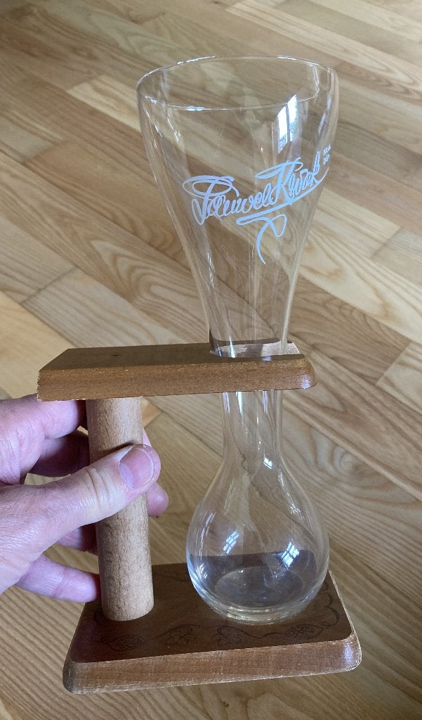 Origineel bierglas Kwak 33 cl in houten Kwakglashouder, Ophalen of Verzenden, Zo goed als nieuw, Glas of Glazen, Overige merken