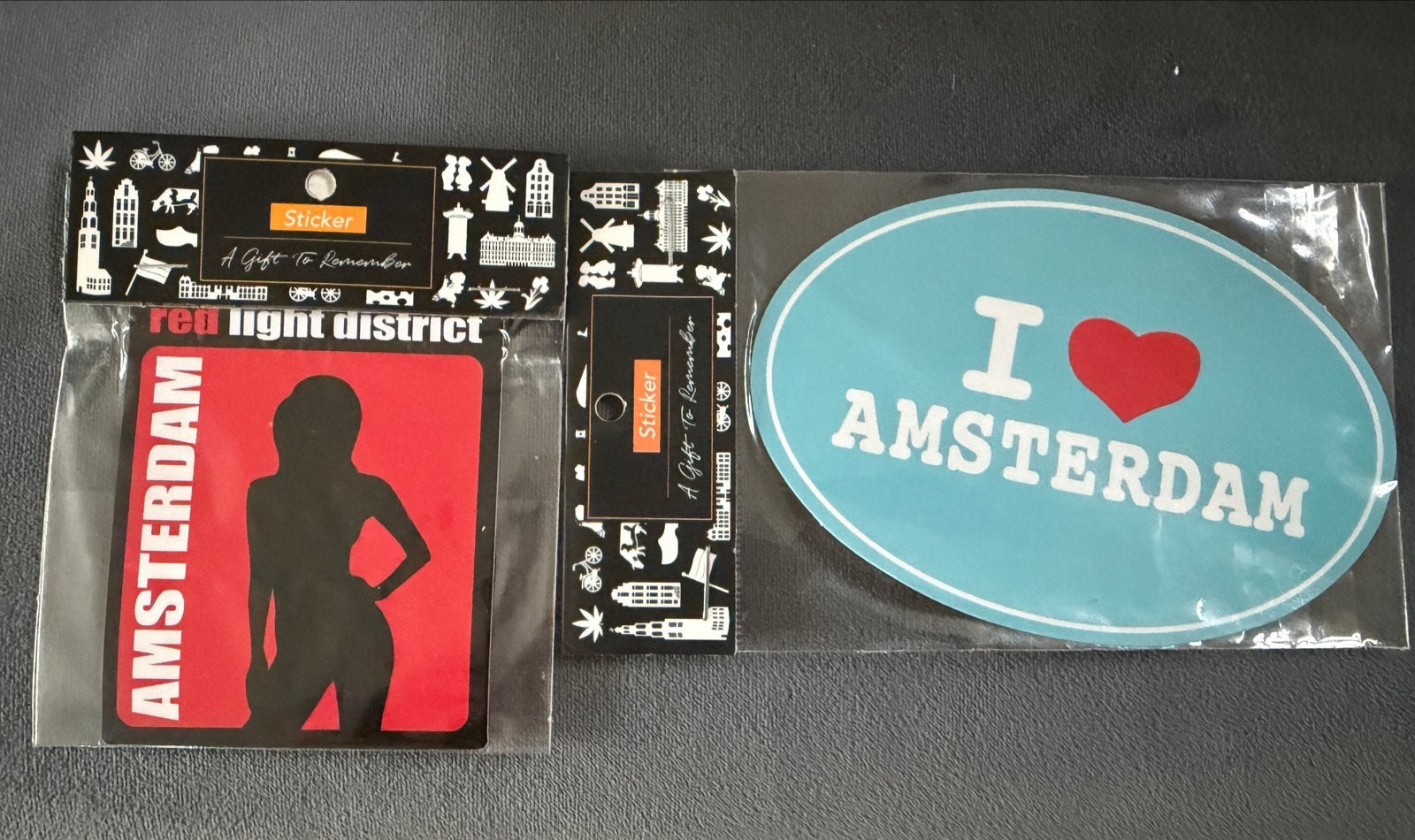 Amsterdam stickers: Red Light District & I Love Amsterdam