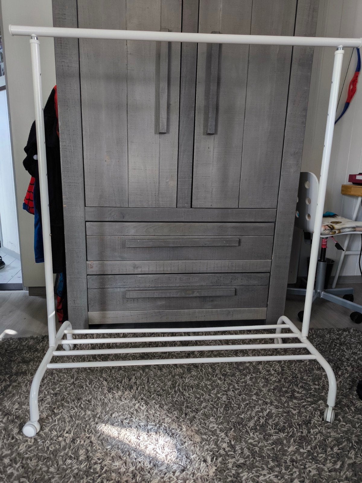 IKEA RIGGA Kledingrek op wielen - Wit, Kleding | Dames, Kledingrekken, Ophalen, Met wielen, Gebruikt