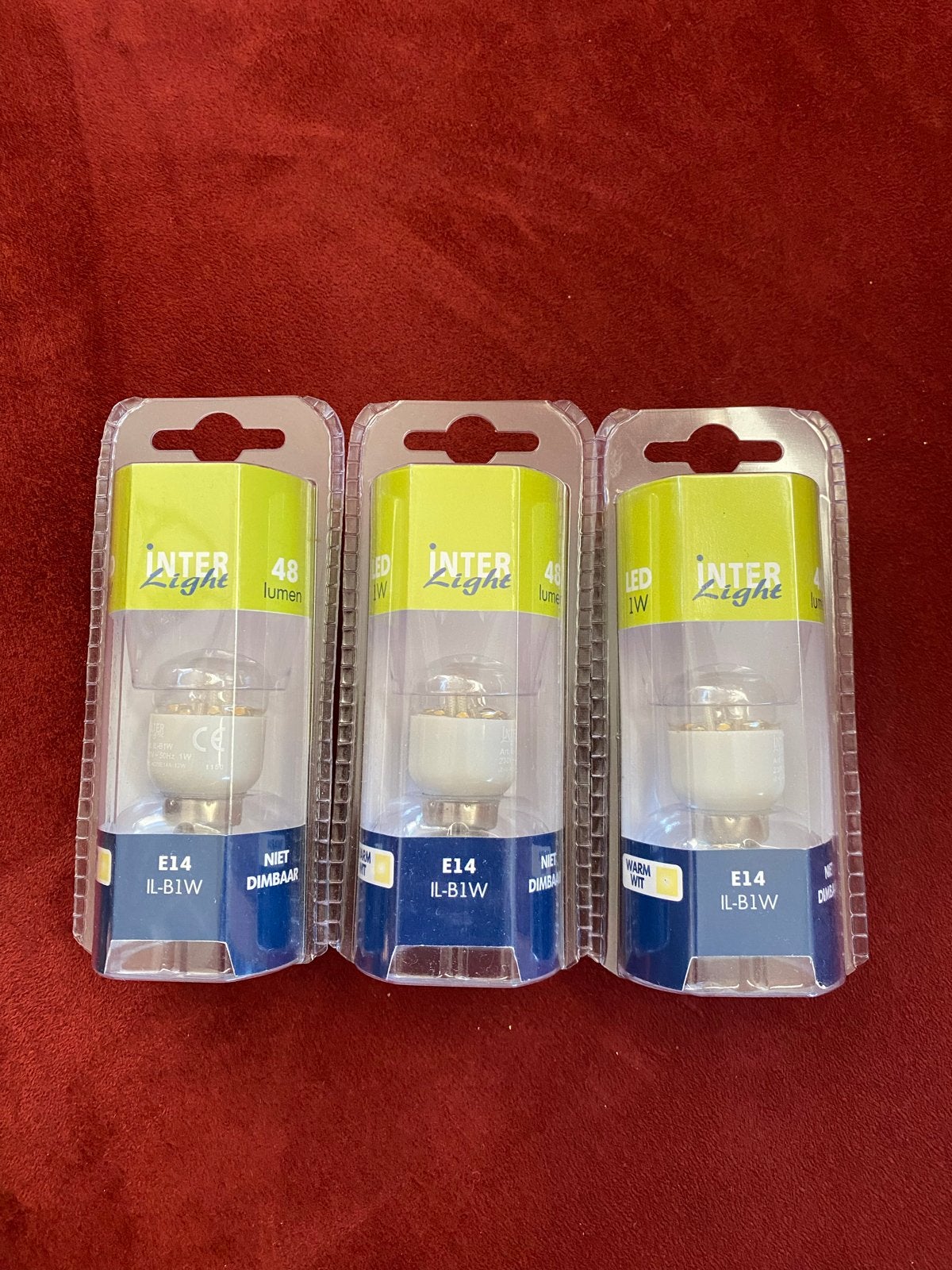 3x Interlight E14 LED lamp 1W 2700K Warm Wit Niet Dimbaar, Wit, Overige merken, E14 (klein), Nieuw
