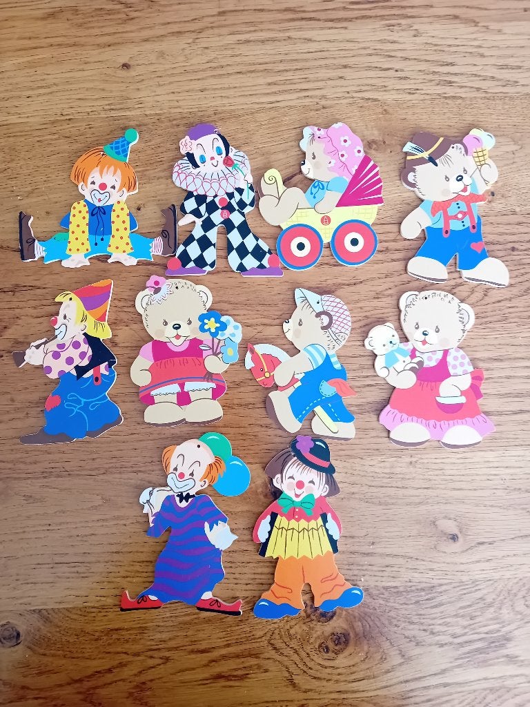 10 Houten mobiel figuurtjes van Mertens-Kunst /vintage/beren, Ophalen of Verzenden