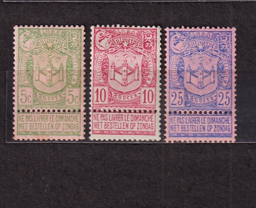 België 1894 OBP 68-70, Postzegels en Munten, Ophalen, Postfris, Spoor van plakker