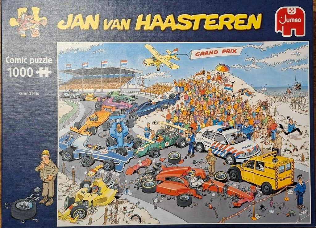 Jumbo puzzel van Haasteren Grand Prix, Hobby en Vrije tijd, Denksport en Puzzels, Ophalen of Verzenden, 500 t/m 1500 stukjes, Zo goed als nieuw