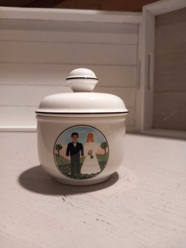Villeroy en Boch Naif Wedding Jampotje., Huis en Inrichting, Ophalen of Verzenden, Zo goed als nieuw, Overige stijlen, Porselein