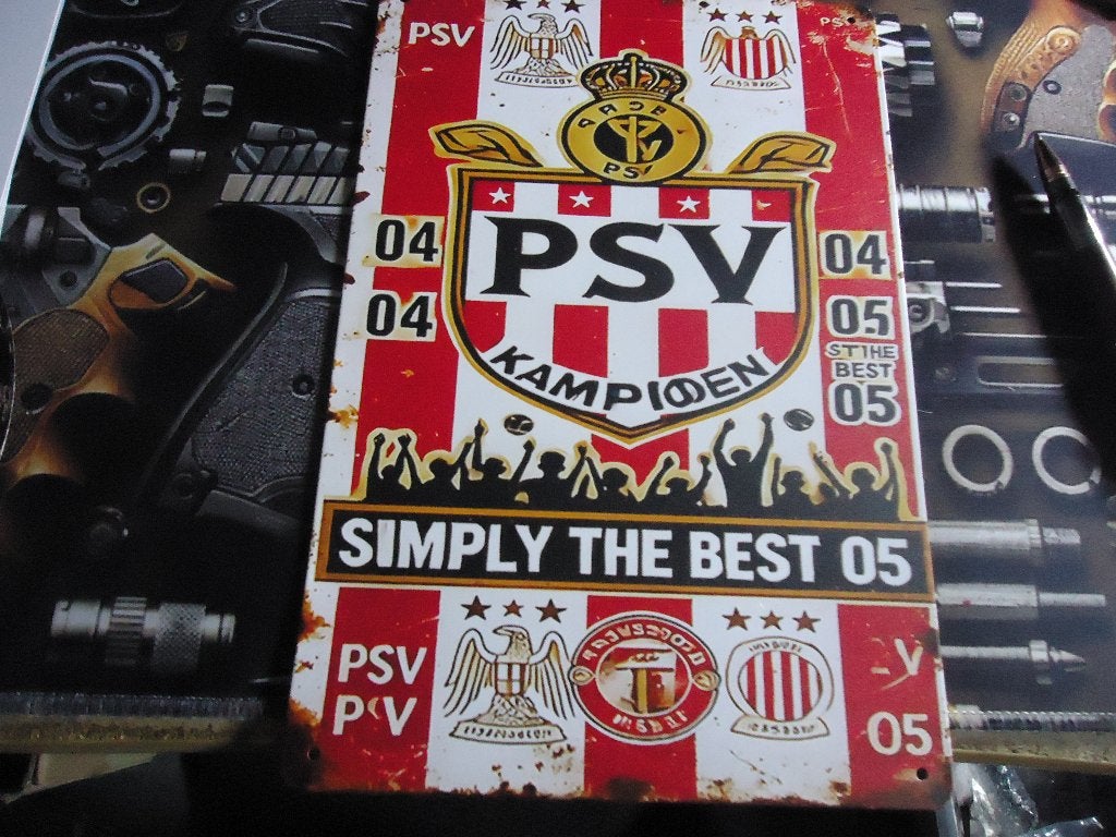 Tinnen Wandplaat PSV 30 x 20 cm  (2), Maat XS of kleiner, Verzenden, Nieuw, Shirt