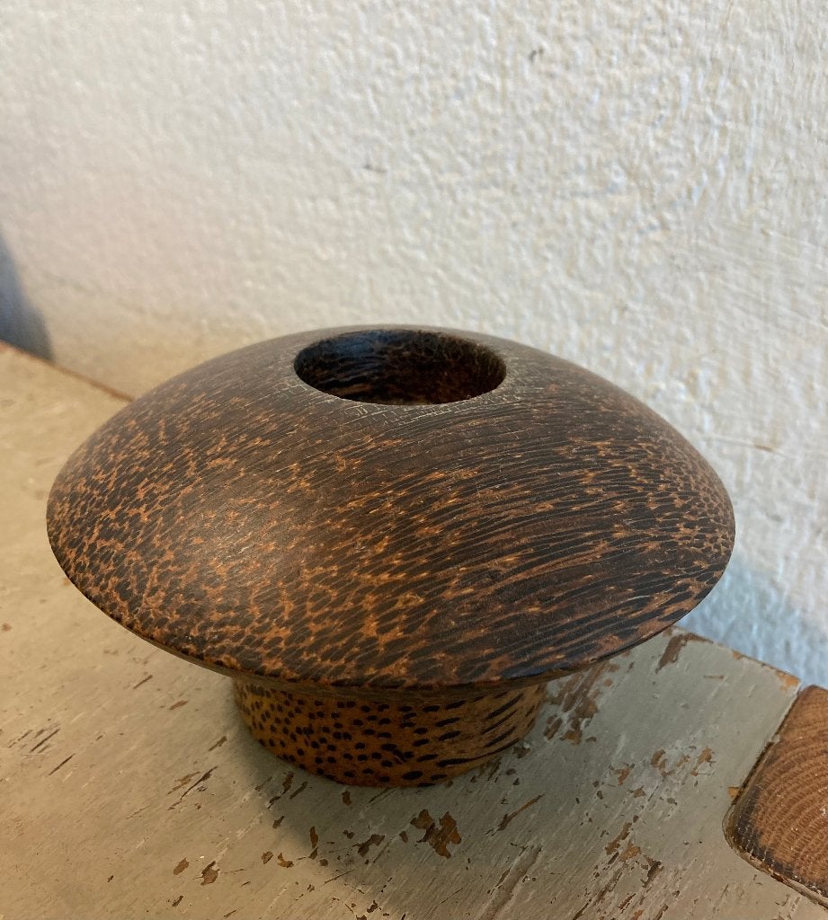 Vintage retro Mid Century kaarsenhouder waxinelichthouder, Bruin, Waxinelichthouder, Ophalen of Verzenden, Zo goed als nieuw