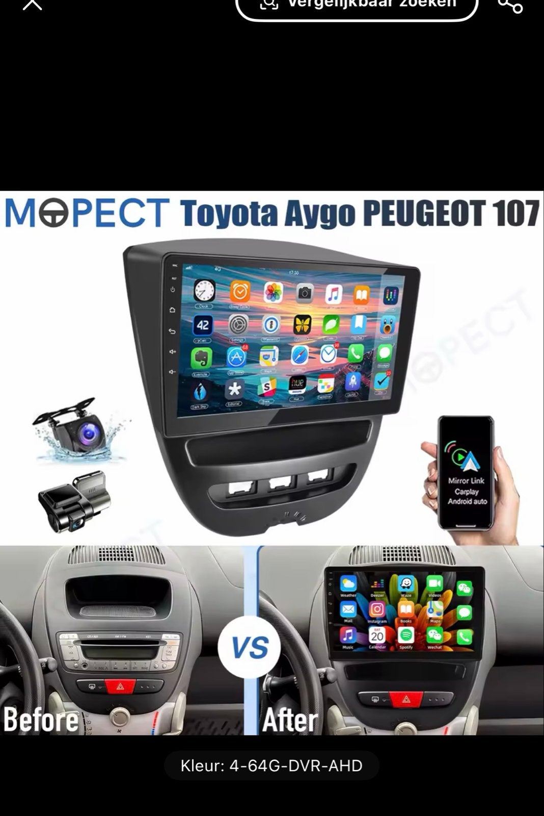 Android Radio Toyota Aygo / Peugeot 107 - Plug & Play, Ophalen of Verzenden, Zo goed als nieuw