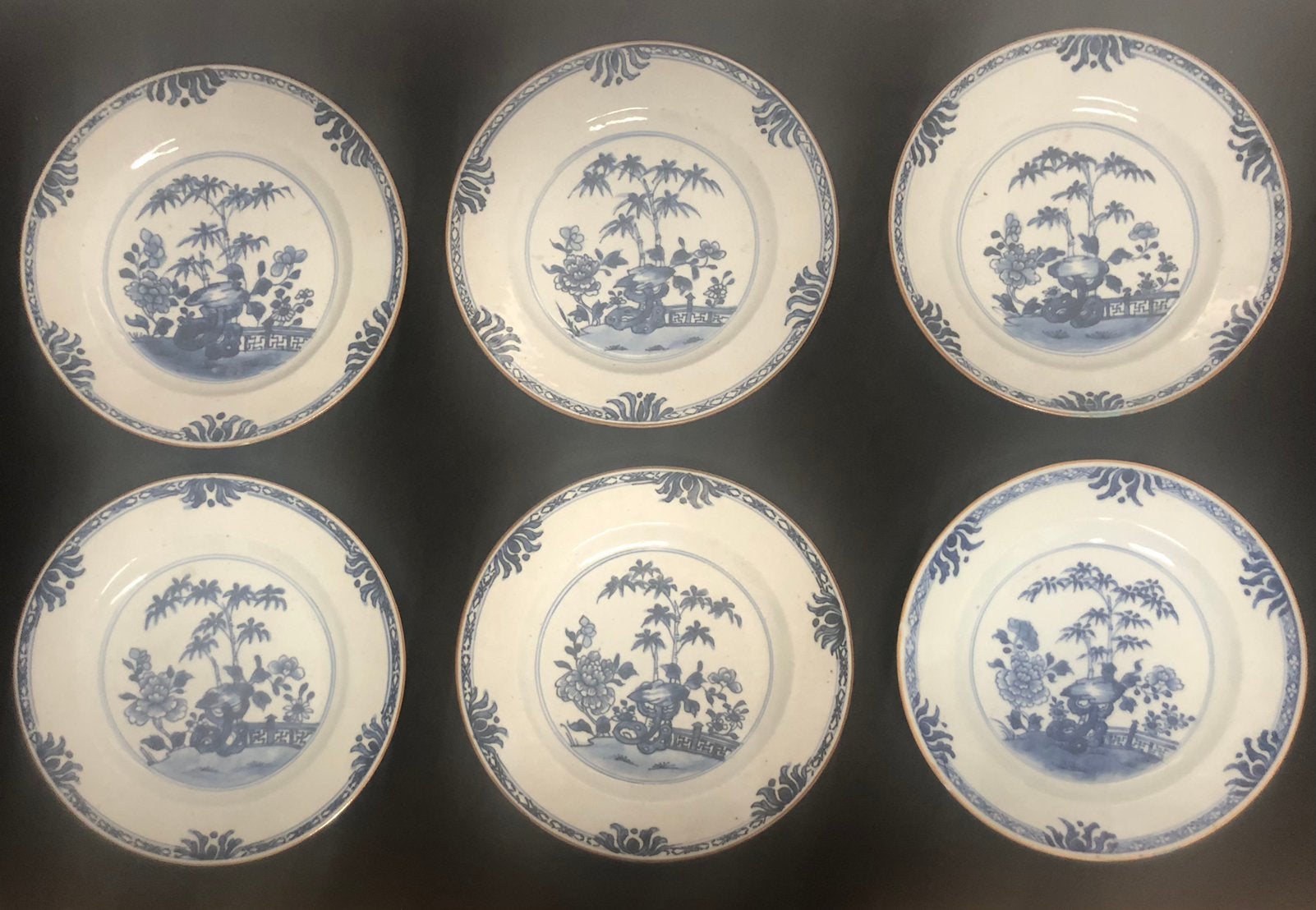 Set van zes schotels Qianlong, ca. 1750, uitstekende staat, Ophalen of Verzenden