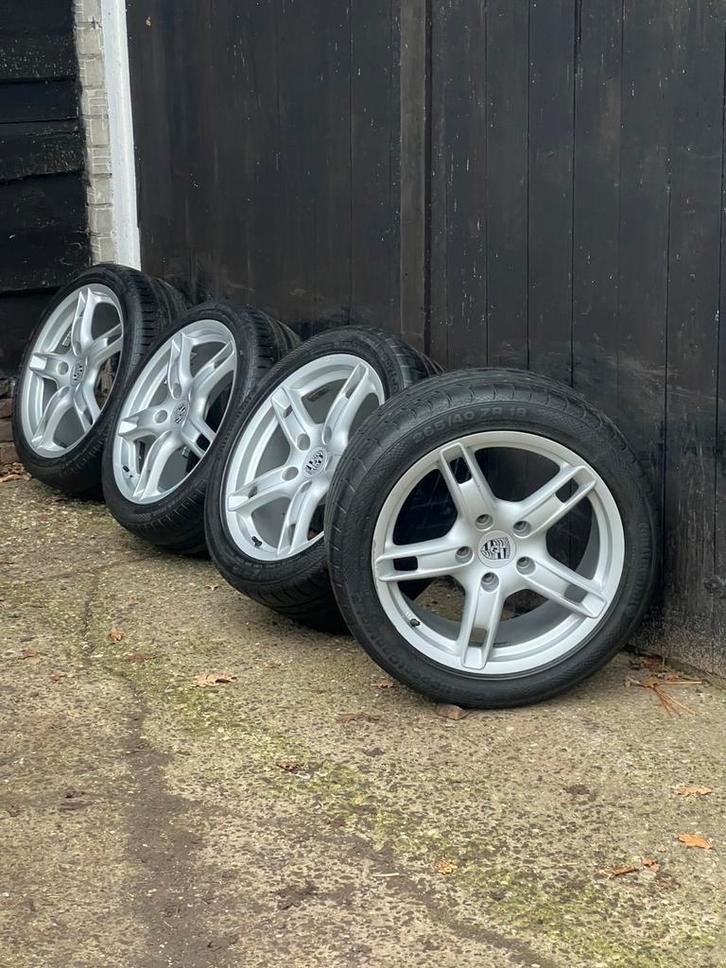 Originele Porsche boxster Cayman S breedset zomer 18? 5x130, Auto-onderdelen, Banden en Velgen, 18 inch, Gebruikt, 265 mm, Banden en Velgen