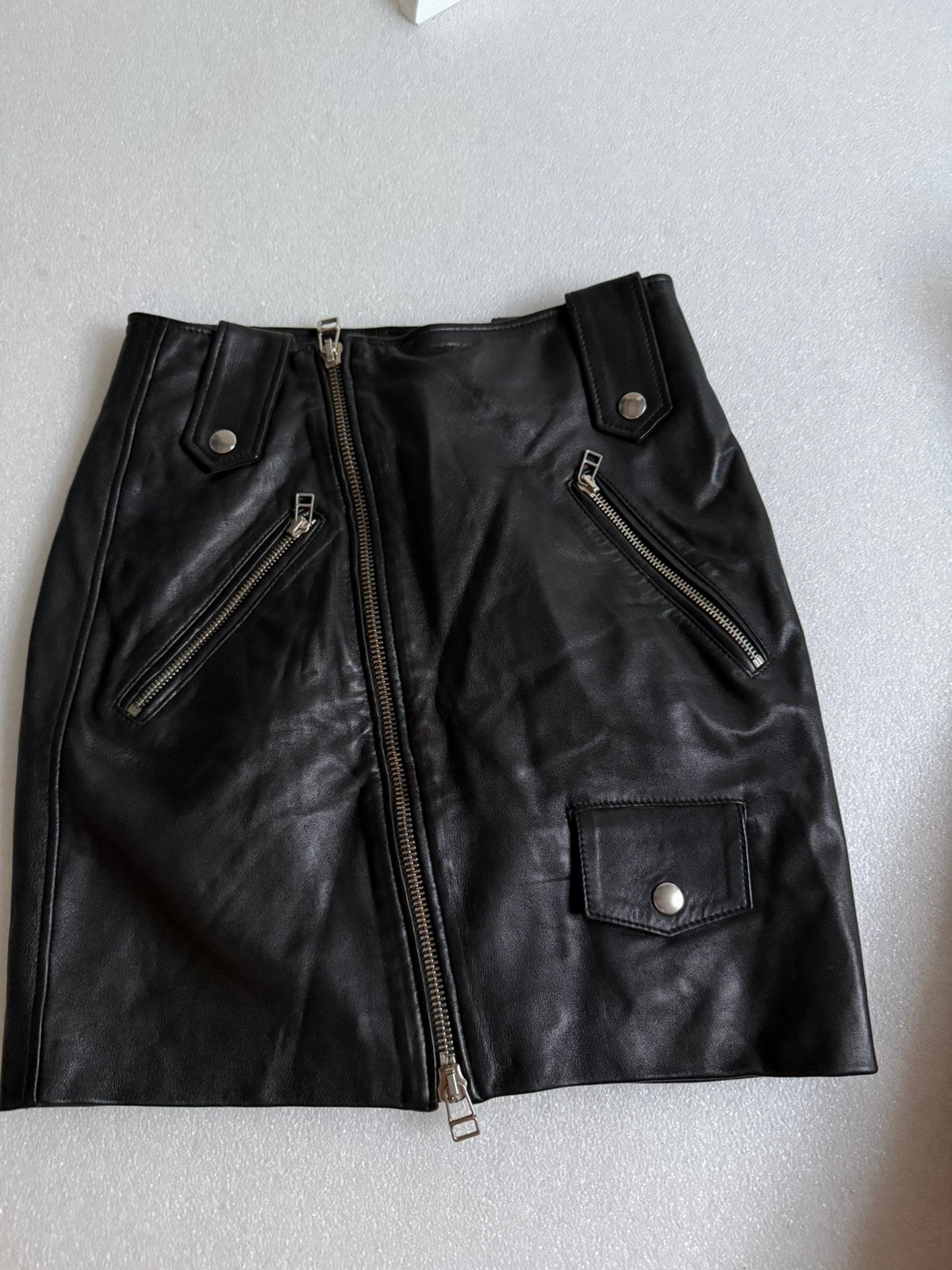 Stoer zwart echt leren Each x Other rokje maat XS/S, Zwart, Ophalen of Verzenden, Zo goed als nieuw, Maat 34 (XS) of kleiner