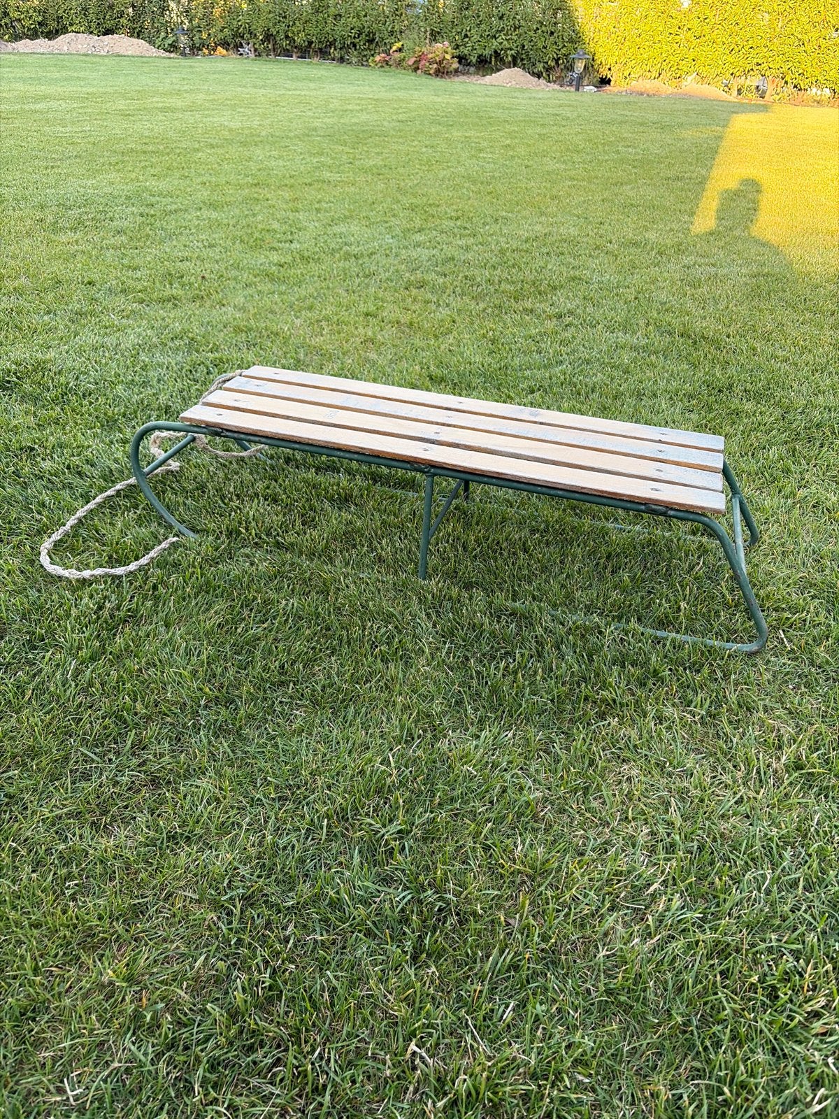 Vintage houten slee met touw, Ophalen, Gebruikt, Hout