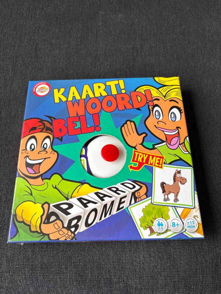 Kaart! Woord! Bel! Woordspel voor kinderen (8+), Hobby en Vrije tijd, Ophalen of Verzenden, Zo goed als nieuw