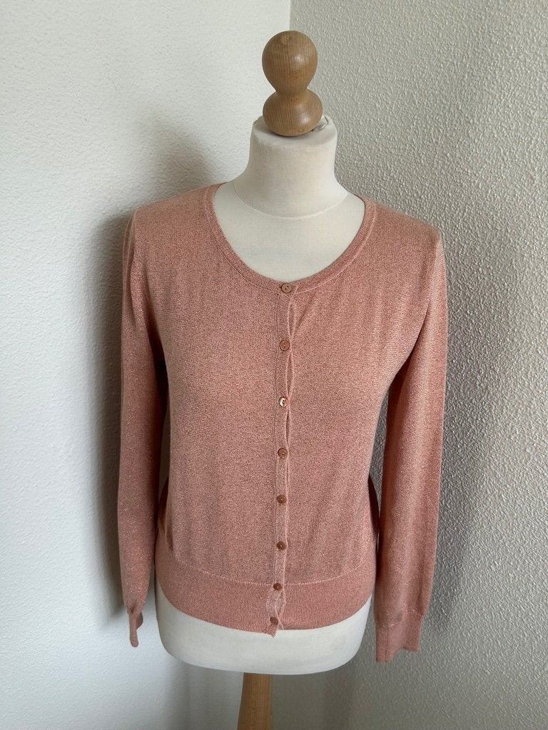 King Louie maat L roze glitter cardigan vestje 2276, Maat 42/44 (L), Ophalen of Verzenden, Zo goed als nieuw, King Louie