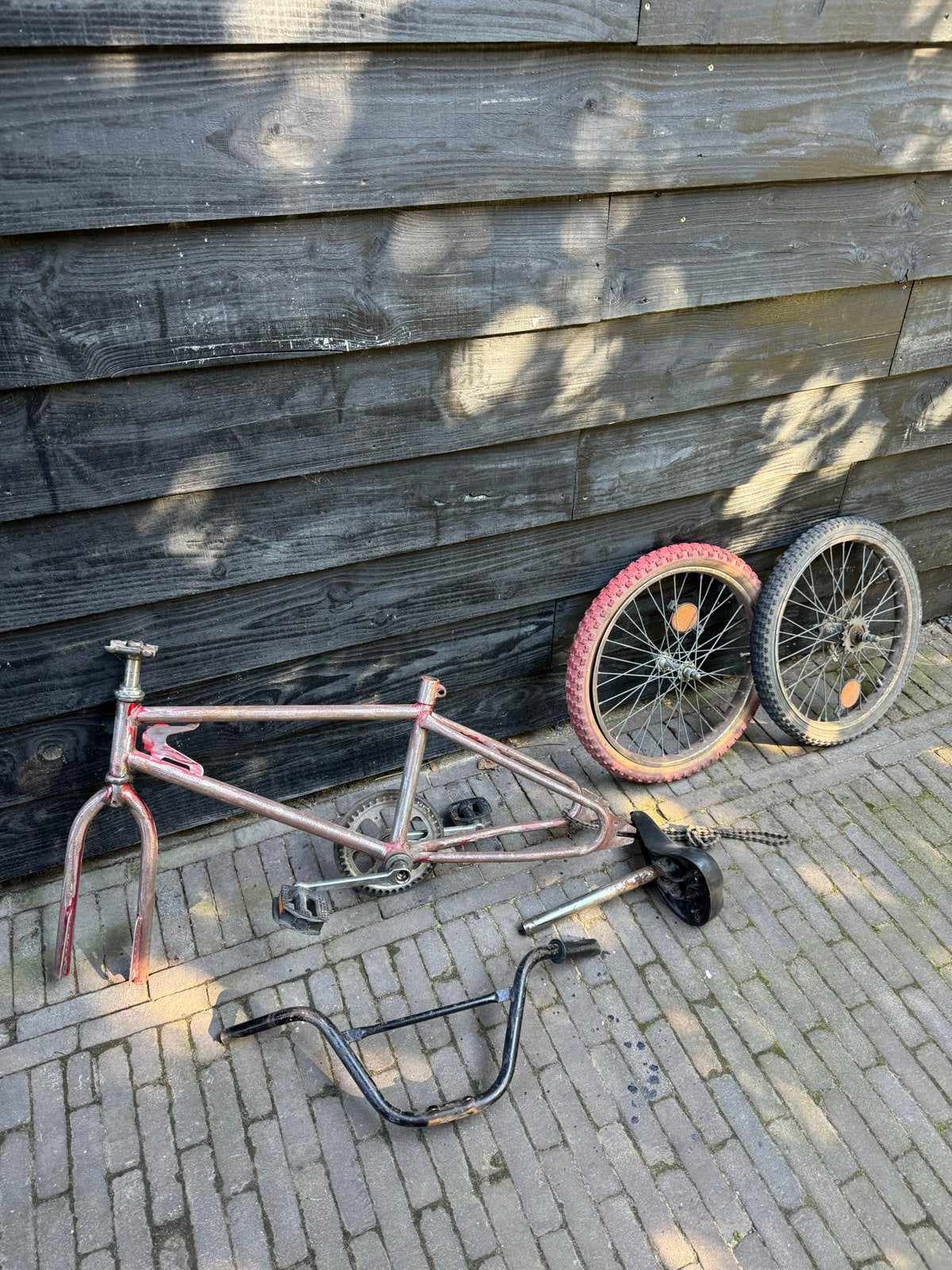 BMX fiets onderdelen - Frame, wielen, stuur - oldschool, Overige typen, Staal, Ophalen of Verzenden, Gebruikt